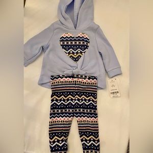 Carters Baby girl 2 piece set 
Hooded Style Sweatshirt with cotton leggings